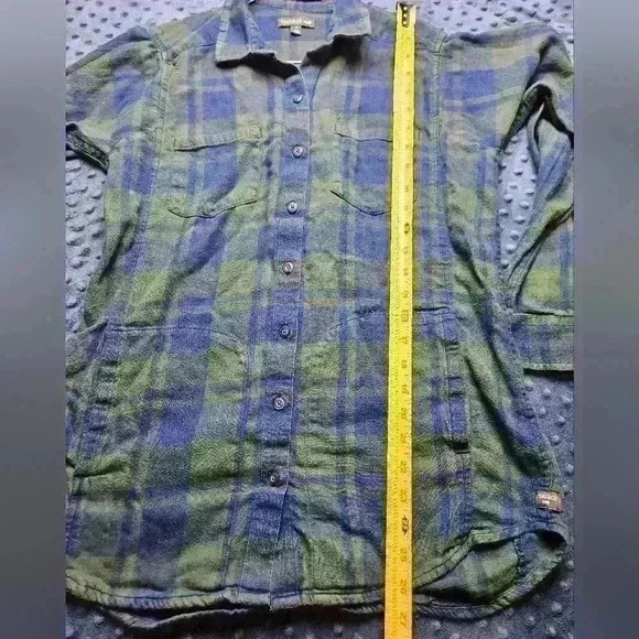 Toad&CO blue and green small  womens long sleeve button up flannel - Picture 8 of 8